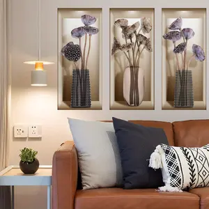 Plant Flower Imitation Vase Window And Wall Stickers, Background Wall, Bedroom, Living Room, Entrance Room Decoration Wall Stickers, Self-Adhesive Wall Stickers