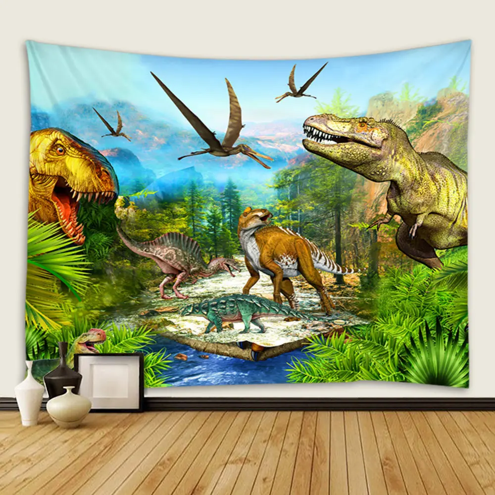 Dinosaur Tapestry Tropical Jungle Wildlife Tapestry Wall Hanging Background Cloth Children's Bedroom Hanging Cloth Dormitory Decorative Cloth
