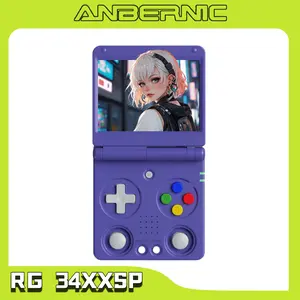 ANBERNIC RG34XXSP Handheld Gaming Console Linux System - 3.4" IPS Screen Flip Design & 3300mAh Battery & HDMI Output,Built-in 4000 retro games and 20+ emulators,Perfect Gift for Day,Christmas