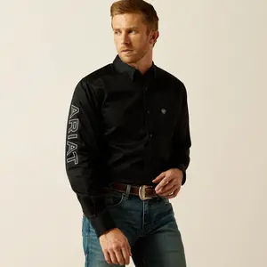 Ariat Team Logo Twill Fitted LS Shirt - Black/Grey