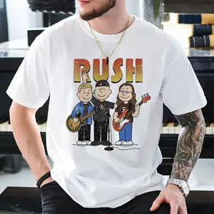 Vintage Rush Band Shirt – Charlie Brownnn Style Cartoon Band Tee for Music Lovers, Gen X Retro Concert Gift		