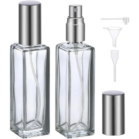 2Pcs 20ml Multi-Pack Durable Refillable Glass Fine Mist Atomizer for Fragrances - Leak-Proof Nozzle Spray, Mini Pocket Travel Toiletries Container, Hand Tool Kit Accessory, Face Spray for Dating, Outgoing