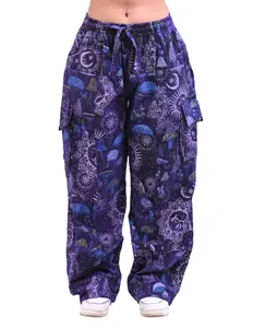 Caravan Closet Cotton Galaxy Mushroom Print Boho Pants