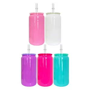 25pcs 16oz Sublimation Macaron Colors Glass Tumblers USA Warehouse Blank Sublimation Glass Cans for Sublimation and UV DTF Wraps
