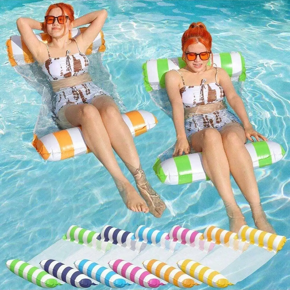 Inflatable Pool Float, 4-in-1 Multi-purpose Floats for Swimming Pool, Pool Rafts Lounge Chairs Floating, Pool Floats Lounger, for Adults Vacation Fun and Rest, Inflatable Pool Floaters