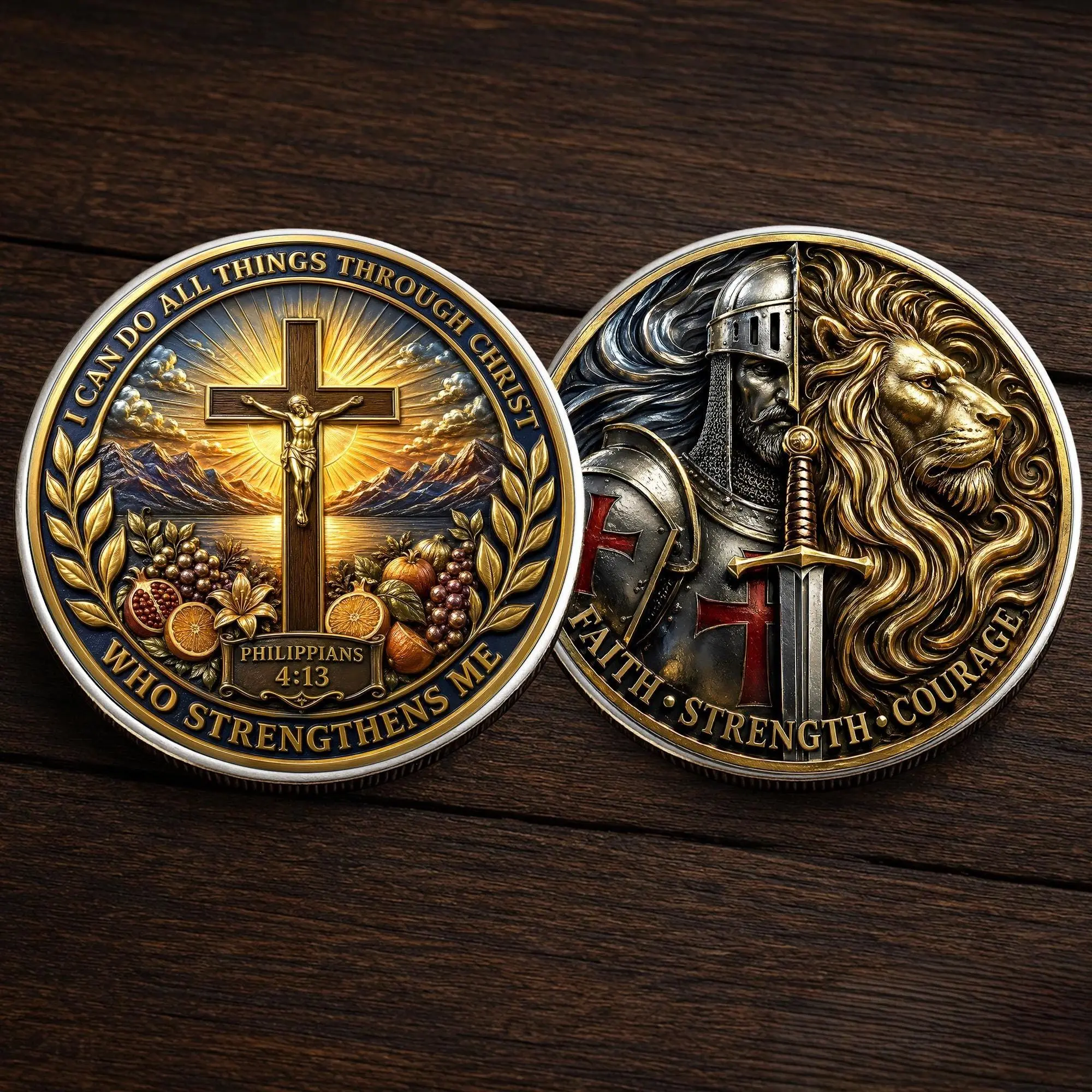 Philippians 4:13 Challenge Coin, I Can Do All Things Through Christ Collectible Metal Coin Chip Appreciation Keepsake Gift