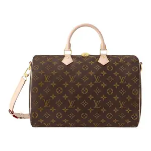 Louis Vuitton Speedy 35 Removable Adjustable Strap Monogram Coated Canvas Pillow Bag for Women, Brown