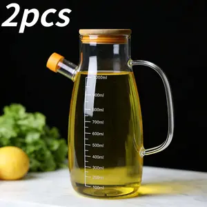 2pcs High Borosilicate Glass Multi-Functional Kitchen Condiment Bottles, Large Capacity Soy Sauce Vinegar Oil Bottle, Durable & Elegant Design