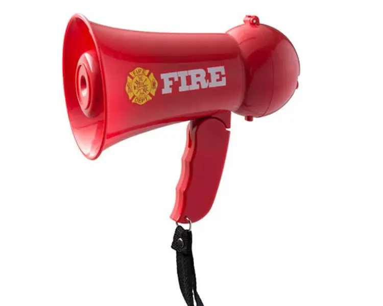 DRESS UP AMERICA Handheld Realistic Firefighter Megaphone - Talk & Siren Sounds, Superb Quality Durable Costume Prop for Girls & Boys, All-Season Kids' Costume Accessory, Teens, Halloween, All Seasons Costume Accessory