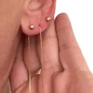 14k Gold Ball Threader Earrings 585/14K Minimalist Jewelry Cool Ear Jewelry