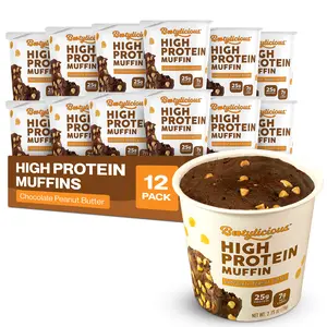 Bootylicious Muffins | High-Protein Baking Mix Snack | 25g Protein | 12-Pack (Chocolate Peanut Butter) Baked