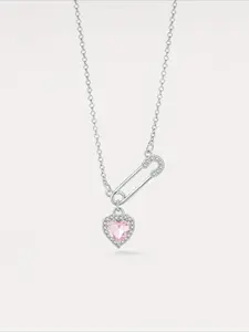 Heart Shaped Safety Pin Pendant Necklace, Fashion Jewelry for Party, Daily Clothing Decor, Trendy All-match & Exquisite Jewelry for Birthday Gift, Love Heart Necklace