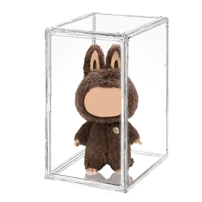 Extra Large 19.7"X14.6"X11.6" Acrylic Display Case with 2 Division Boards, Clear Organizer Box Plastic Holder with Magnetic Door for Handbags, Purses, Boots, Figures, Book