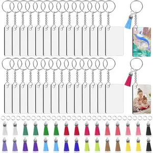 120 pcs sublimation keychain set with tassels (random color) and jump rings for DIY keychain making