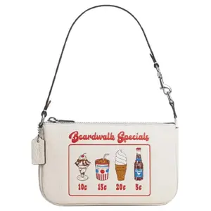 Coach Nolita 19 Leather Crossbody Bag with Fashion Print and Zipper Closure in White for Women