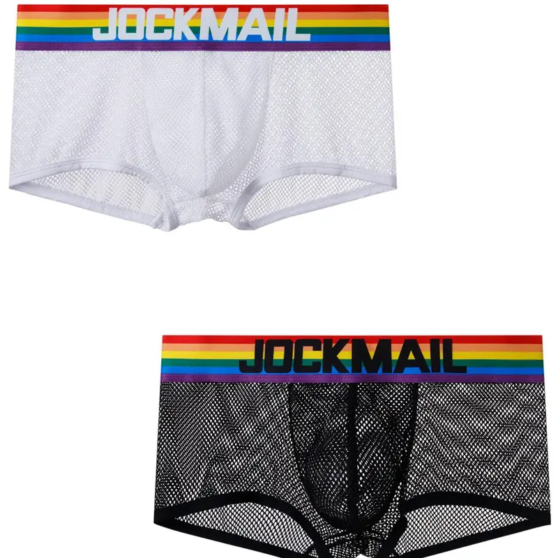 Men's Letter Tape Boxer Brief, Breathable Comfy Mesh Underwear for Daily Wear, Casual Men's Underwear for All Seasons, Breathable Stretchy Boxer Briefs, Breathable Undergarments