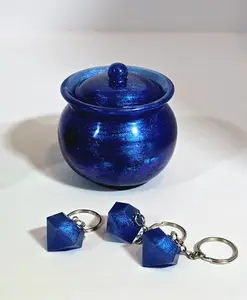 Deep Blue Resin Jar Handmade Glitter Storage Elegant Design & Handcrafted Artistry Perfect for Organizing Small Items Bottles Organiser Tin Canister