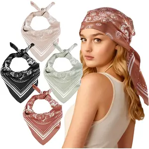 4 count  Scarf, 27.5" Square Satin Bandana, Silk Feeling Hair Scarf, Hair Scarf  Scarf Headband Boho Headwear