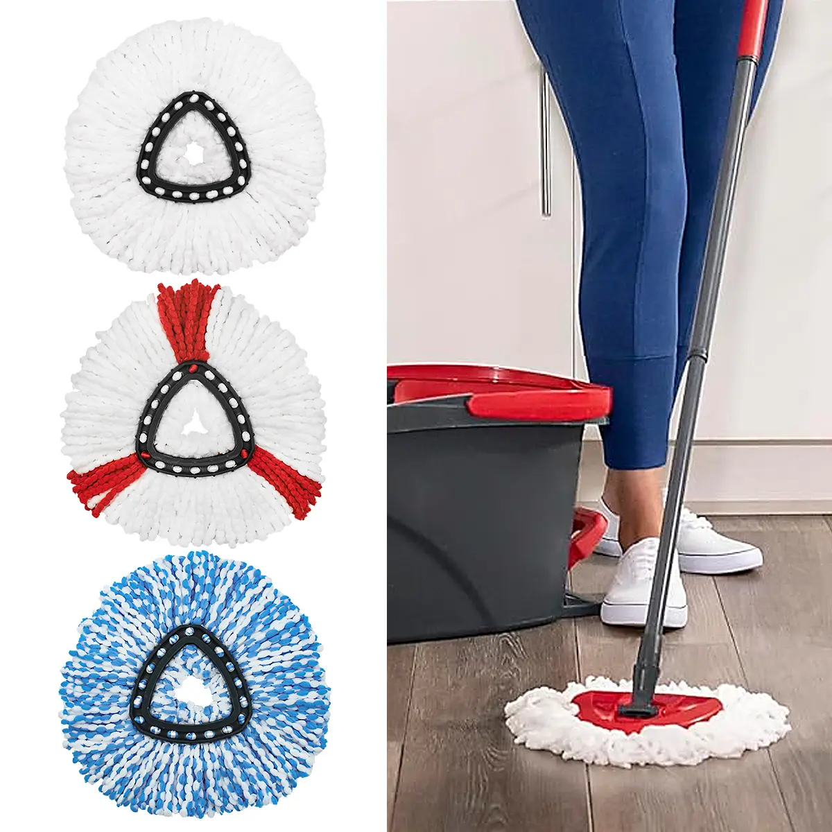 1/3Pcs Replacement Heads for Vileda O-Cedar Easywring Spin Mop, Compatible with 1-Tank System, High-Efficiency Cleaning, Kitchen Bathroom Use, Spin Mop Replacements, Spin Mop Refill, Mop Heads Refills