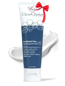 ClearChoice Sun Shield Plus SPF 30 - Non-Greasy Daily Sunscreen for Oily & Acne-Prone Skin with Zinc Oxide, PABA-Free