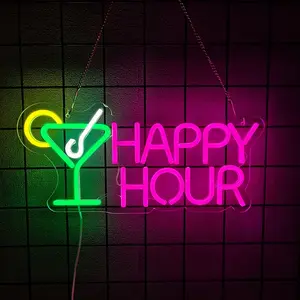 Happy Hour Bar Neon Sign for wall décor with  Happy Hour  Neon Signs Bedroom Beer Neon Light Sign Decor Decorative Ambiance Lighting