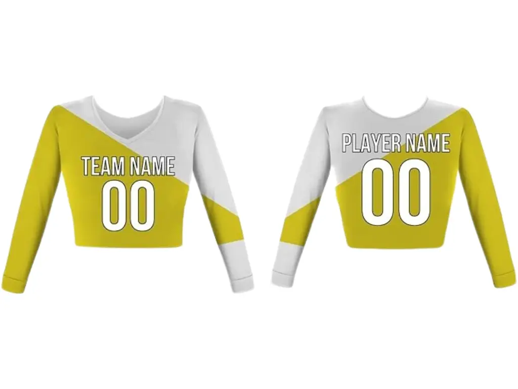 SGS Sports Gear Custom Cheerleading Jerseys, Personalized Standard Design with Name & Number, Cheerleading Jerseys for Men, Women, Youth & Kids, White - Yellow