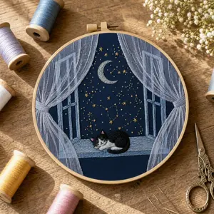 Embroidery Kit for Beginners, Elegant Cross Stitch Set, Animal Floral Series, DIY Embroidery Lover, Includes Cotton Fabric, Thread, Needle, Instructions