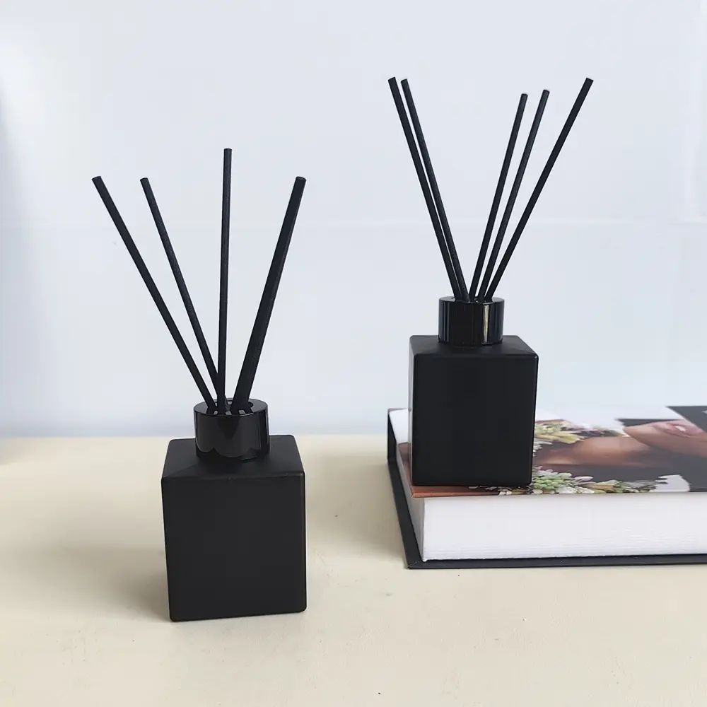 4PCS 100ml Empty Matte Black Square Reed Diffuser Glass Bottles - Refillable Home Fragrance Aroma Oil Scent Jars, Home Decor Supplies