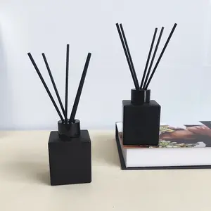 4PCS 100ml Empty Matte Black Square Reed Diffuser Glass Bottles - Refillable Home Supplies Fragrance Perfume Freshener Jars for Home Decor