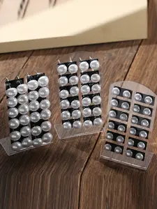 12 Pairs Set Imitation Pearl Stud Earrings for Women & Girls, Round Ball Design, Sizes 8mm 10mm 12mm, Elegant Ear Jewelry