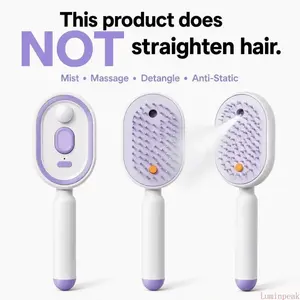 【Not straightened】Electric Spray Air Cushion Massage Comb, Self-Cleaning Anti-Tangle Hair Brush, Anti-Static Volumizing Scalp Massage Brush for Dry Frizzy Hair Care, No Essential Oil Included