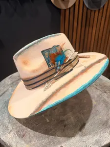 The maddhattery "the arrowhead" hand painted turquoise wool felt design