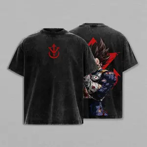 Final Shine Attack Washed Tee – Ultra Warrior Power Awakening Anime Graphic Double Printed T-Shirt, Menswear Heavy Cotton Unisex Oversize Streetwear Vintage Battle Damage Edition, 90s Graphic American Casual Short Sleeve Tee,Gym & Streetwear