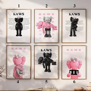 Pink Hypebeast Poster, Black Kaws Toys Print, Modern Wall Art, Pink Kaws Poster, Hypebeast Prints, Pink Prints.