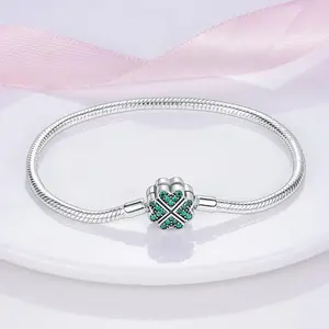 HAPI Women Bracelet 925 Sterling Silver Star Moon Blue Zircon Pink Heart Butterfly Cat Paw Bracelets DIY Charms Safety Chain Jewelry
