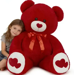Tezituor Large Teddy Bear Stuffed Animal 47" - Big Teddy Bear with Love Red Heart - Giant Stuffed Bear Plush Toys for Kid Christmas Birthday - Valentines Bear Gift for Girlfriend, Red