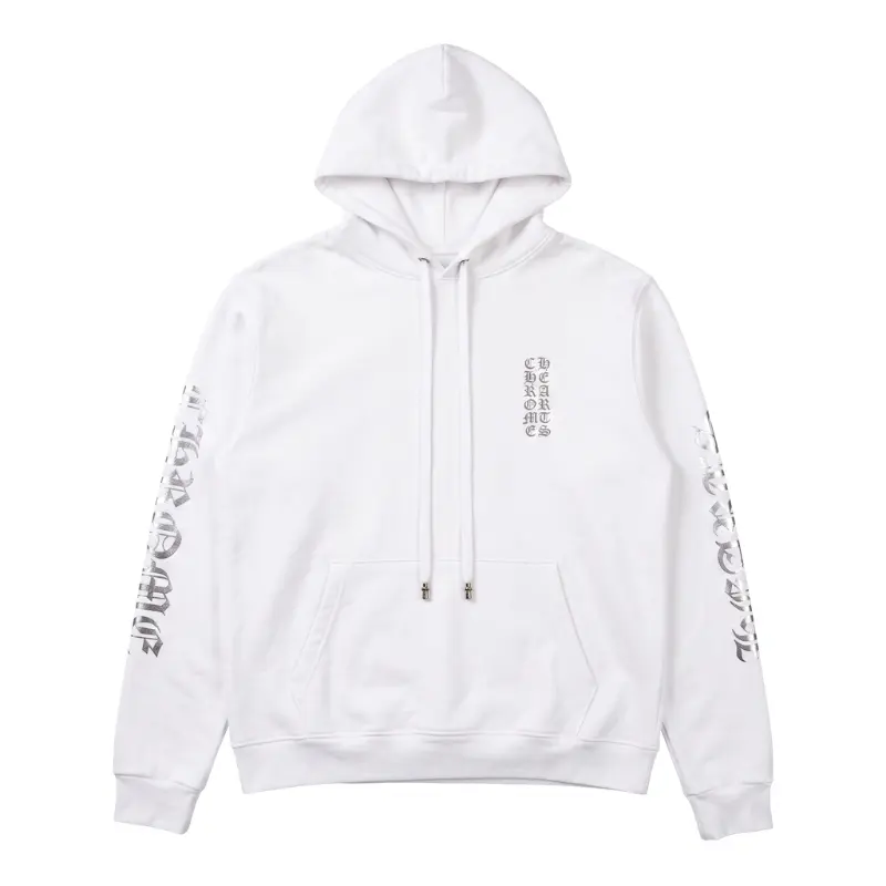 Chrome Hearts 'Vertical Logo Silver Foil' White Hoodie