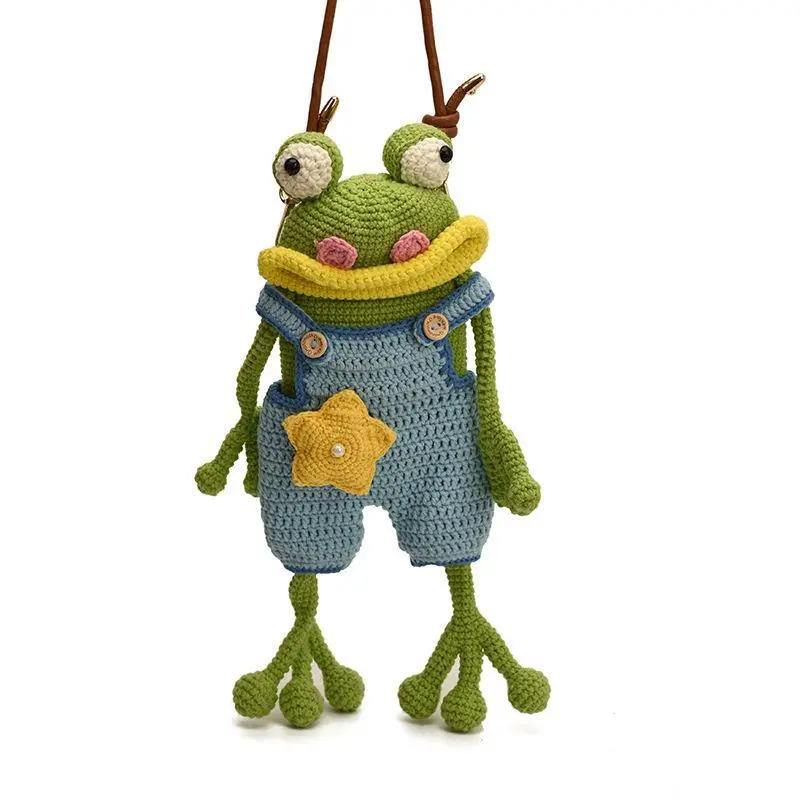Frog Wallet (Mobile Bag) - A cute and humorous decorative animal bag, hand-woven frog crossbody bag, with a leather strap - No assembly required, a fashionable and unique accessory for women (toys and hobby collectibles)