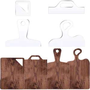 Router Templates, 4pcs Acrylic Charcuterie Board Handle Template, LYMOI Clear Cut Board Thick Handle Template, Angled Curvy Tracing Stencils Cut Guide Tools for Kitchen Woodworking. (Style 1)