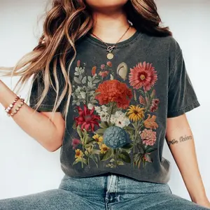Comfort Colors Boho Wildflowers Cottagecore Shirt Floral Nature Graphic Tee Soft Comfy T Shirt