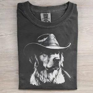Western Golden Retriever Cowboy Hat T-shirt, Vintage 90s Country Dog Graphic Tee Tee, Unisex Fit Design, Casual Streetwear, Gift for Dog Lovers