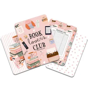 Pink Whimsical Book Lover Kindle Clear Case Insert Set of 4 Decorative Cardstock