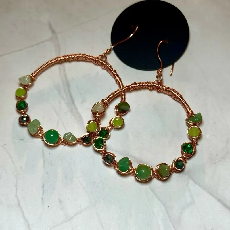 Serenity Hoops - pure copper X crystals
