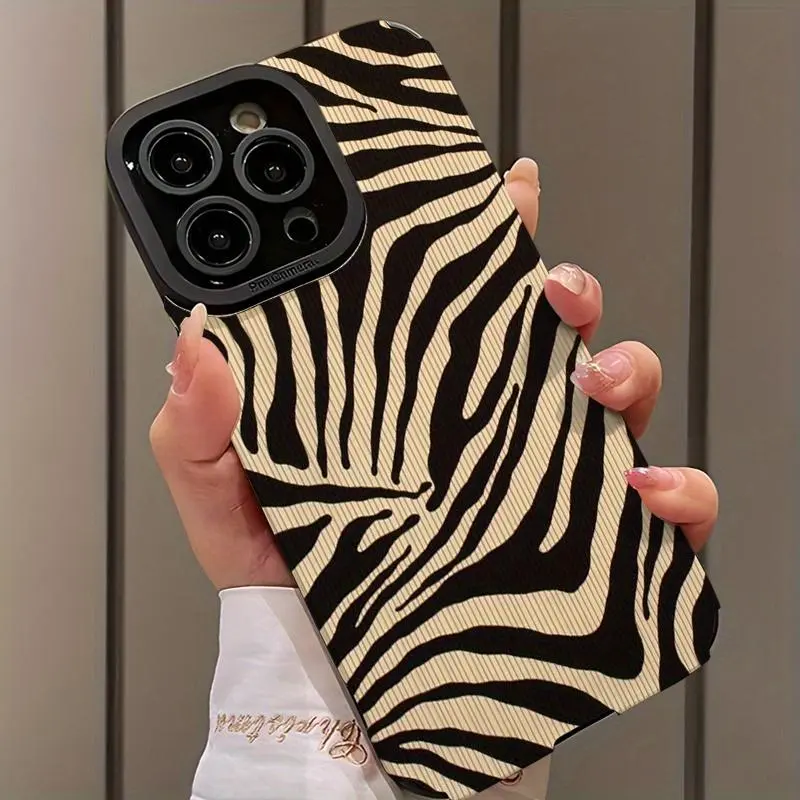 Abstract and Minimalist Zebra Pattern iPhone Case Cover, Shockproof Ultra Thin Protective Phone Shell Casing for iPhone 16/15/14/13/12/11 Series, Aesthetic Dustproof Gift for Friends and Loved Ones, Mobile Phone Cover