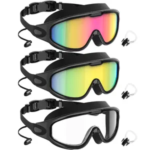 KALIYADI Goggles Swimming Adult Swim-Goggles: Wide View with UV400 Protection Anti Fog No Leak for Men and Women 3 Pack(Y03)