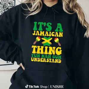 It's a Jamaican Thing Long Sleeve Hoodie - 100% Rooted in Jamaican Culture