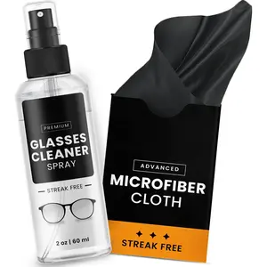 Glasses Cleaner Spray - Eyeglass Cleaner (No Streaks)| Eye Glass Cleaners Spray + Lens Cleaner Microfiber Cleaning Cloth, Glasses Cleaning Kit Eye - 2oz