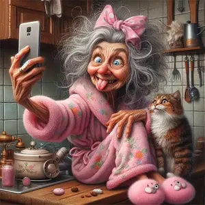 New Arrival Diamond Embroidery Old Woman Portrait DIY Painting Cartoon Mosaic Cat Suitable for Beginners Handicraft Diamond Painting Kit