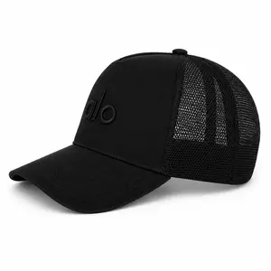 Black Mesh Trucker Hat for Women & Men, Adjustable Curved Brim Baseball Cap, Breathable Snapback Dad Hat for Gym, Running & Everyday Streetwear