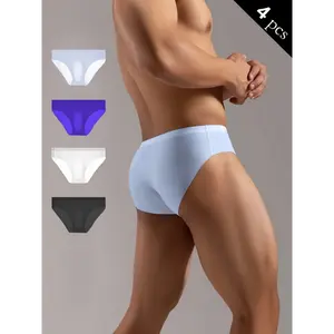 3/4/6pcs Men's Ice Sliky Fiber Cooling Boxer Briefs - Seamless Ultra-Thin Breathable Underwear, Soft Stretch Comfort, Multi-Color Solid Shades (Navy/White/Black) - Machine Washable Sports Underwear, High-Quality Super Soft Boxers, Boxer Sho  Socks Fabric